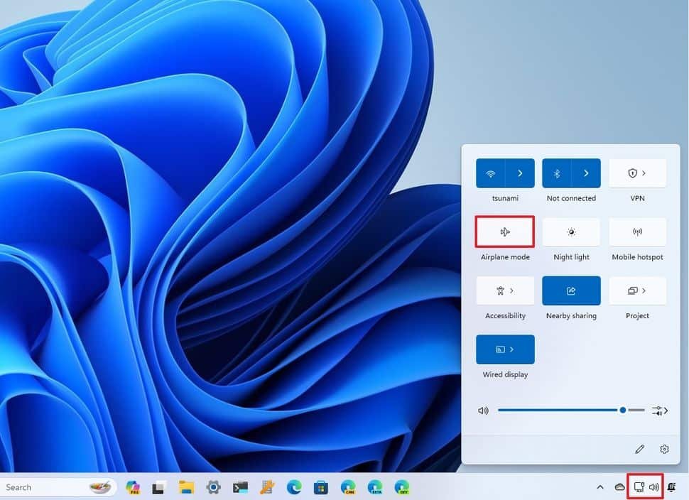 Airplane mode on Windows 11