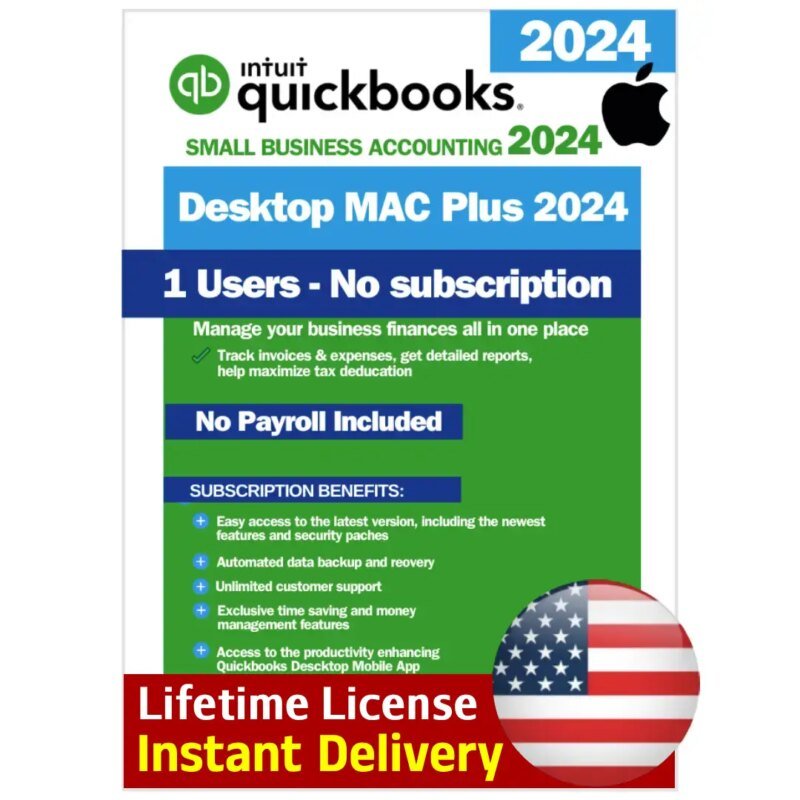 QuickBooks Desktop MAC Plus 2024 Lifetime License 1 User US Key