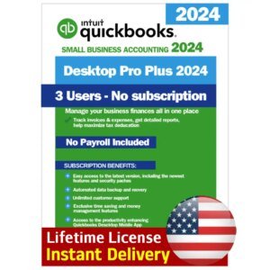 QuickBooks Desktop Pro Plus 2024 Lifetime License 3 Users US Key