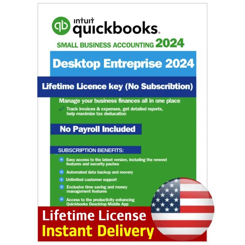 QuickBooks Desktop Enterprise 2024 3 Users Lifetime 3 License Keys US