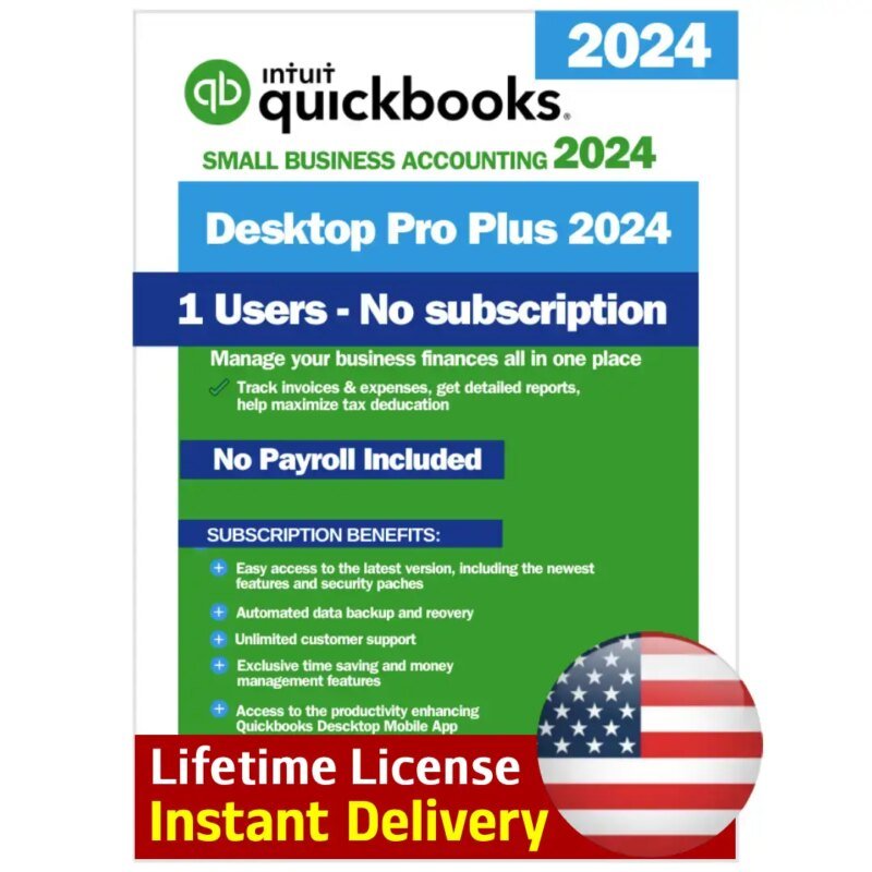 QuickBooks Desktop Pro Plus 2024 Lifetime License 1 User US Key