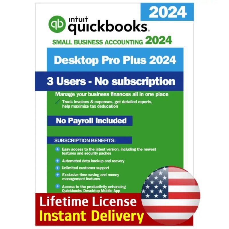 QuickBooks Desktop Pro 24 Lifetime License Key 3 User US Version
	QuickBooks Desktop Pro 24 Lifetime License Key 3 User US Version